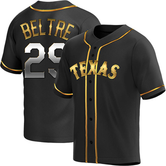 Men's Adrian Beltre Texas Black Golden Replica Alternate Baseball Jersey (Unsigned No Brands/Logos)