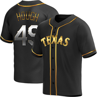 Men's Charlie Hough Texas Black Golden Replica Alternate Baseball Jersey (Unsigned No Brands/Logos)