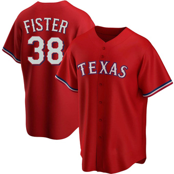Men's Doug Fister Texas Red Replica Alternate Baseball Jersey (Unsigned No Brands/Logos)