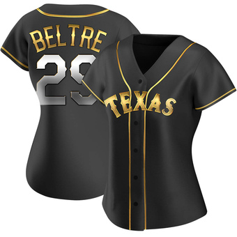 Women's Adrian Beltre Texas Black Golden Replica Alternate Baseball Jersey (Unsigned No Brands/Logos)