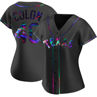 Women's Bartolo Colon Texas Black Holographic Replica Alternate Baseball Jersey (Unsigned No Brands/Logos)
