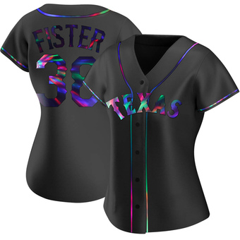 Women's Doug Fister Texas Black Holographic Replica Alternate Baseball Jersey (Unsigned No Brands/Logos)