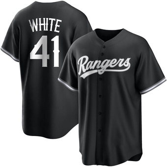 Youth Eli White Texas Black/White Replica Baseball Jersey (Unsigned No Brands/Logos)
