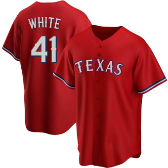 Youth Eli White Texas Red Replica Alternate Baseball Jersey (Unsigned No Brands/Logos)